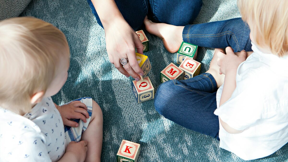 children playing with parent